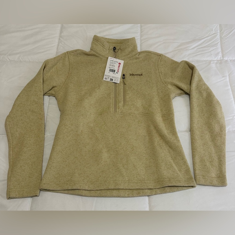 New Marmot Women's Drop Line Jacket in Light Oak Sz Small Half Zip Sweater - Picture 3 of 7